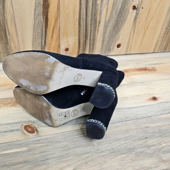 MICHAEL Michael Kors Dolores Suede Block Heel Chain Accent Bootie - Picture 5 of 6